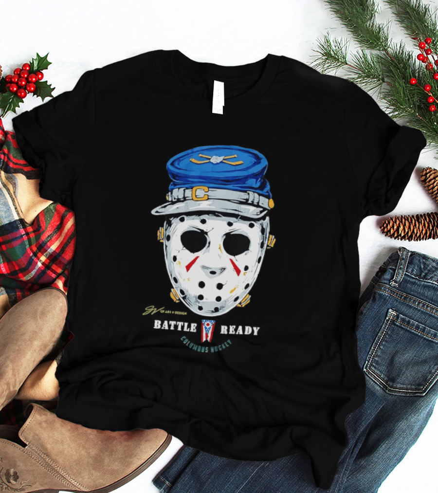 Jason Voorhees Blue Jackets Columbus Hockey Crossover Battle Ready Mask T-Shirt