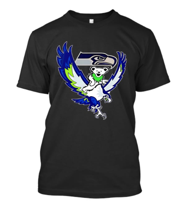 Seattle Seahawks Grateful Dead Bear Riding Seahawk Wings T-Shirt