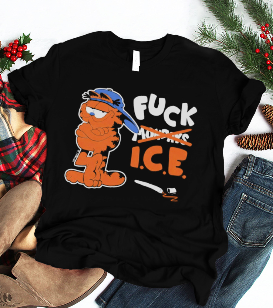 F*** ICE Orange Cat With Blue Hat T-Shirt