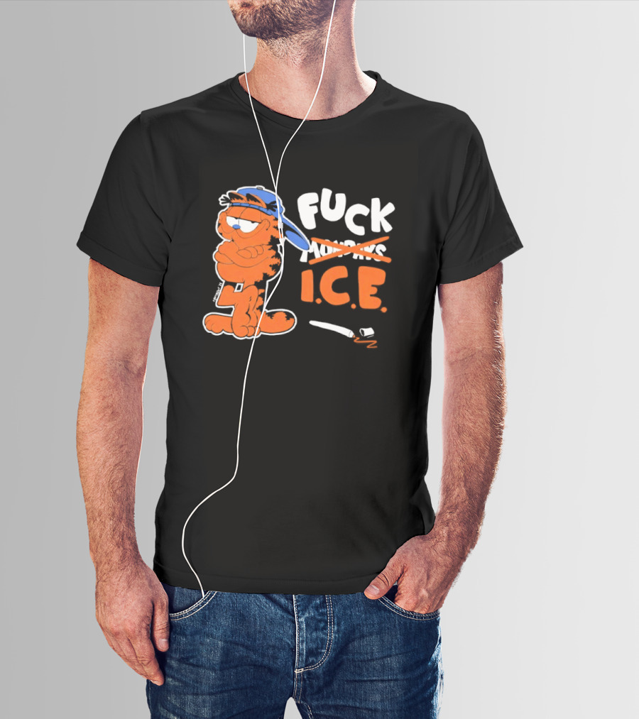 F*** ICE Orange Cat With Blue Hat T-Shirt