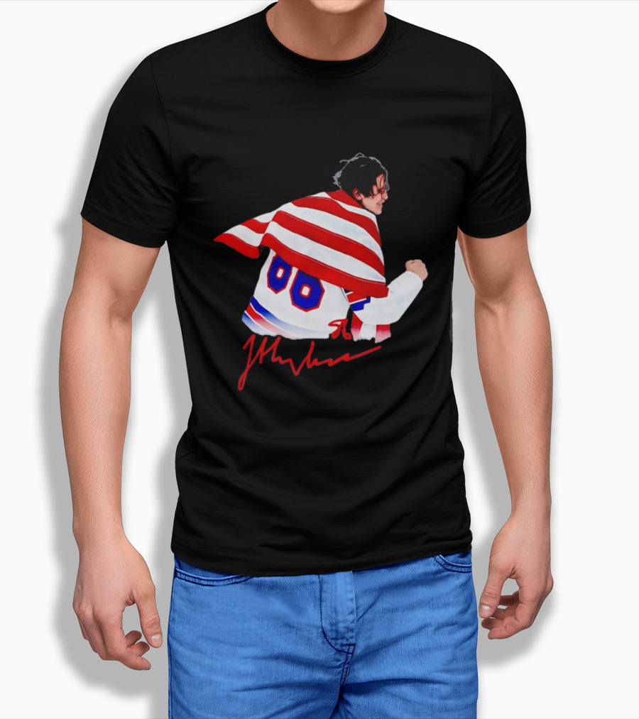 Love Hughes Jack USA 86 Autograph American Flag T-Shirt