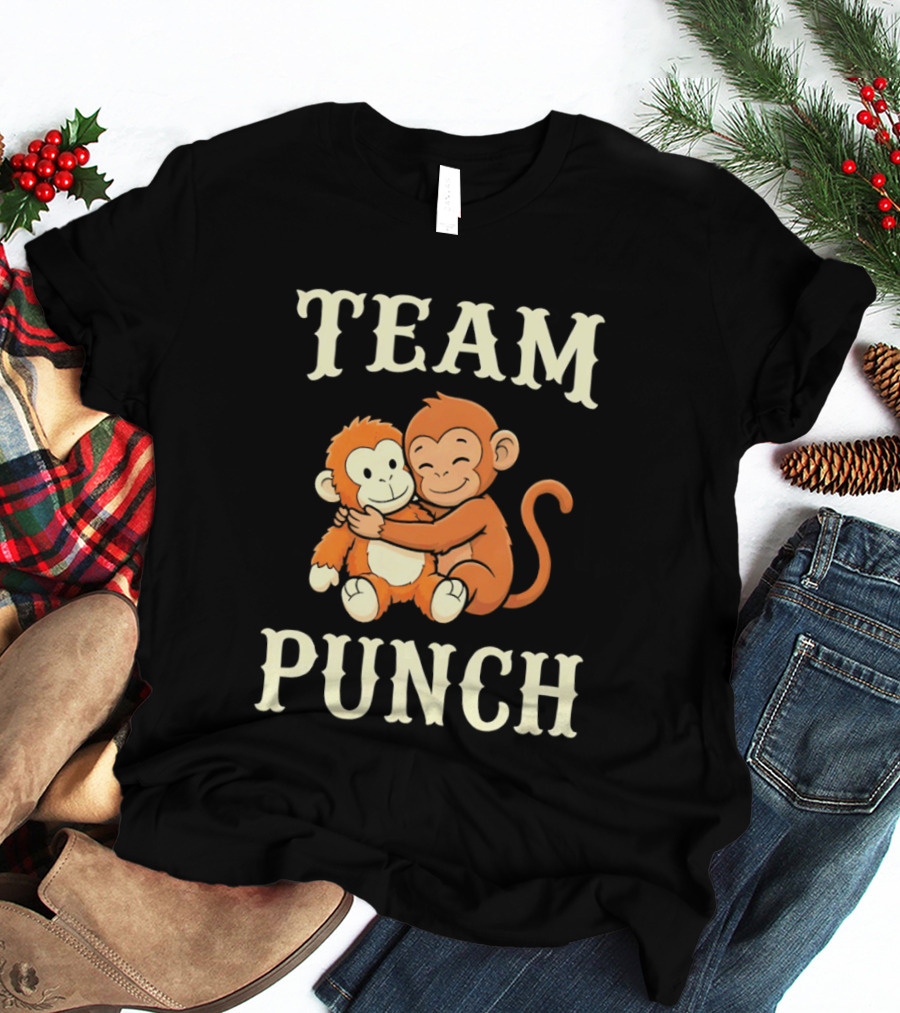 Team Punch Monkey Hugging Companions T-Shirt
