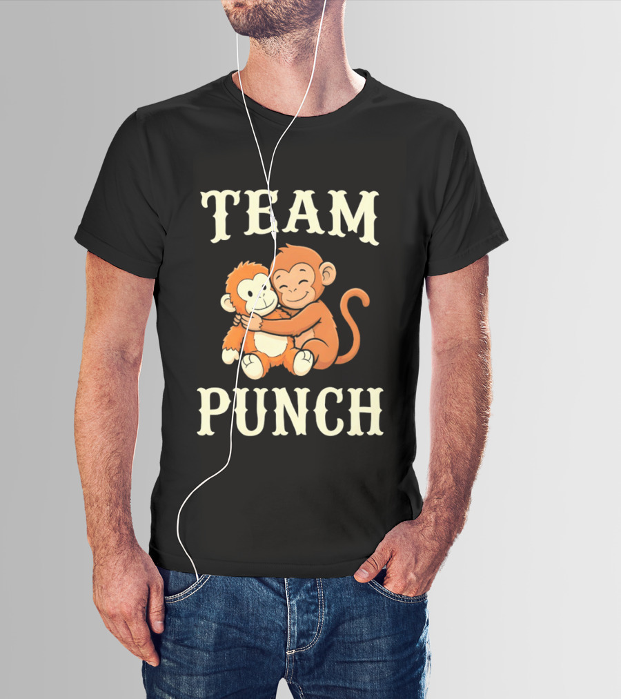 Team Punch Monkey Hugging Companions T-Shirt