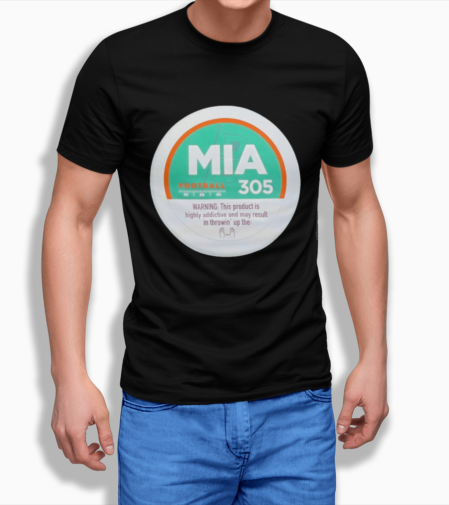 MIA Football 305 Miami Hurricanes Addictive Warning T-Shirt
