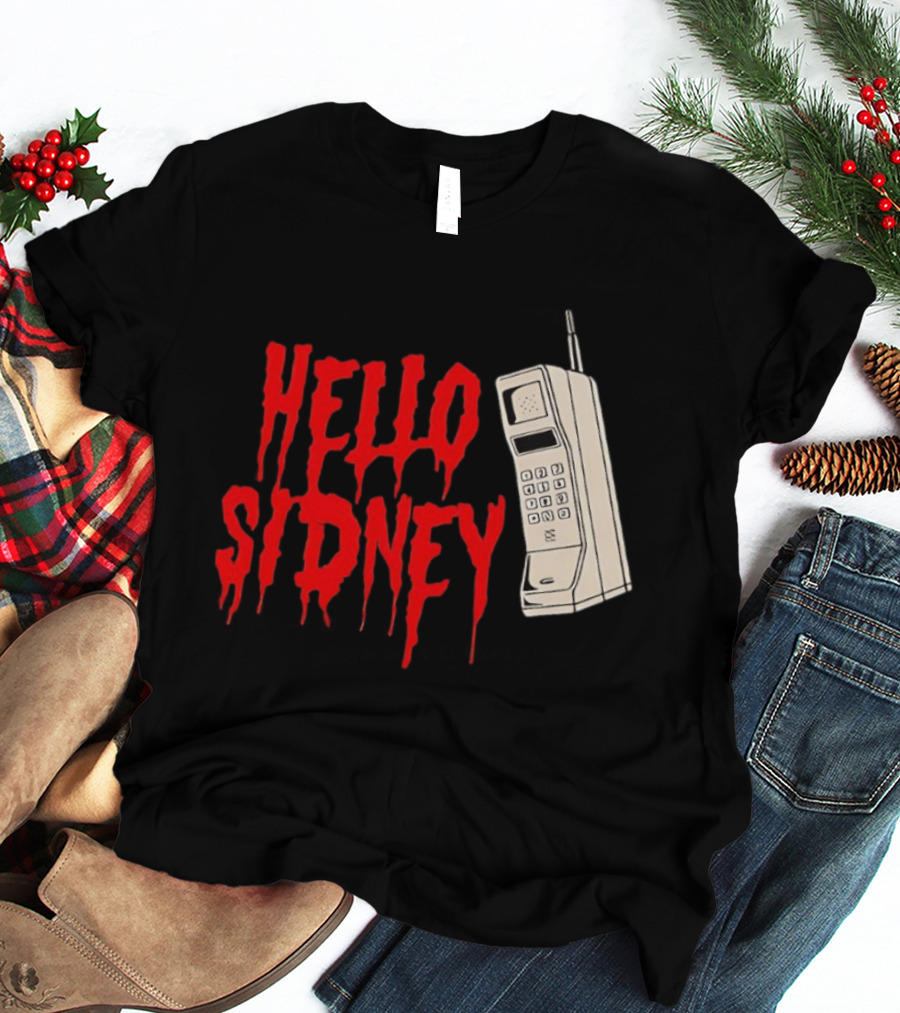 Hello Sidney Scream Movie Vintage Phone Dripping Blood T-Shirt