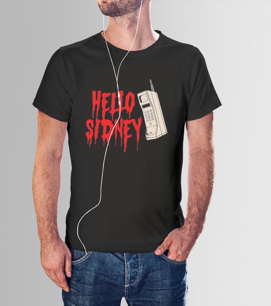 Hello Sidney Scream Movie Vintage Phone Dripping Blood T-Shirt