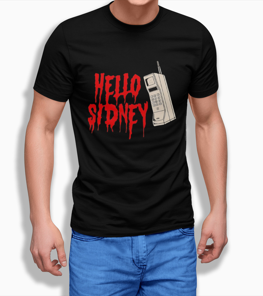 Hello Sidney Scream Movie Vintage Phone Dripping Blood T-Shirt