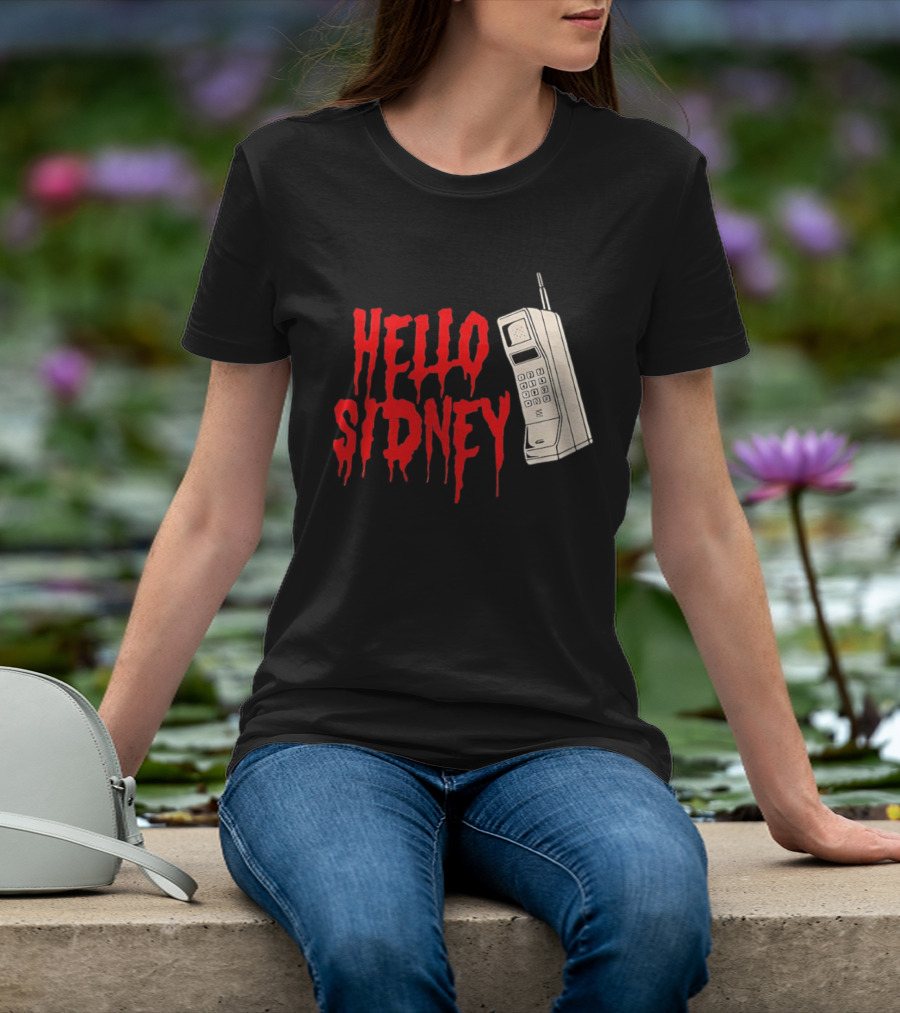 Hello Sidney Scream Movie Vintage Phone Dripping Blood T-Shirt