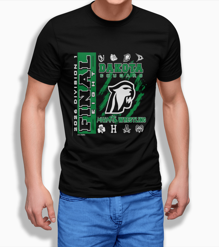 2026 Division 1 Final Eight MHSAA Wrestling Dakota Cougars T-Shirt
