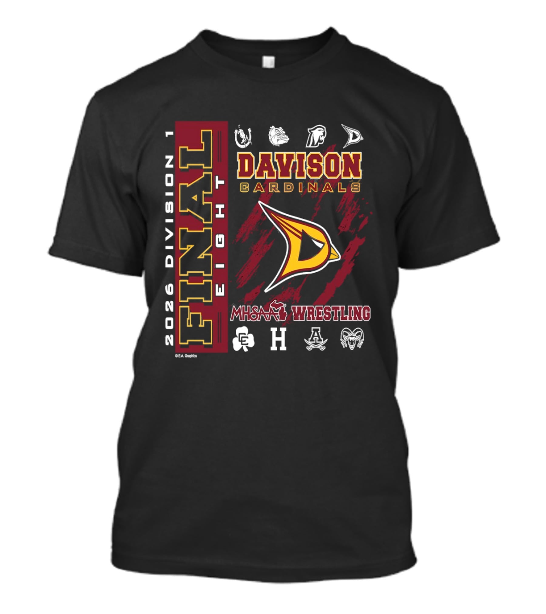Davison Cardinals 2026 Division 1 Final Eight MHSAA Wrestling T-Shirt