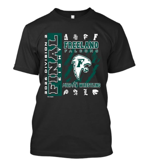 2026 Division 2 Final Eight Freeland Falcons MHSAA Wrestling T-Shirt