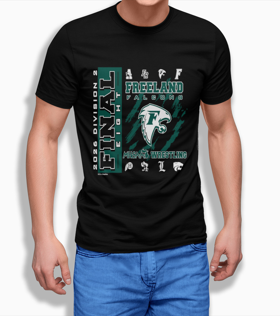2026 Division 2 Final Eight Freeland Falcons MHSAA Wrestling T-Shirt