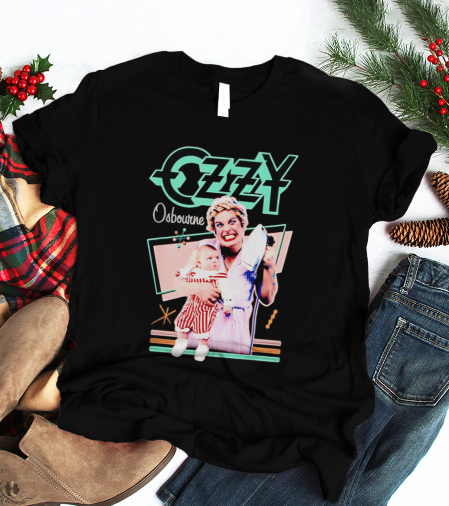 Ozzy Osbourne Retro Woman Holding Baby With Iron T-Shirt