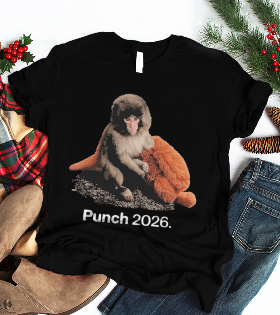 Punch Monkey 2026 Hugging Plush Toy T-Shirt