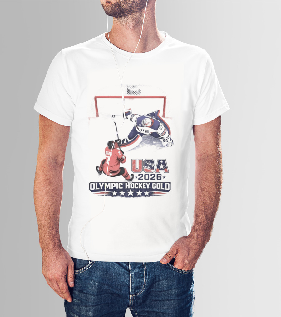 USA 2026 Olympic Hockey Gold Jack Hughes T-Shirt