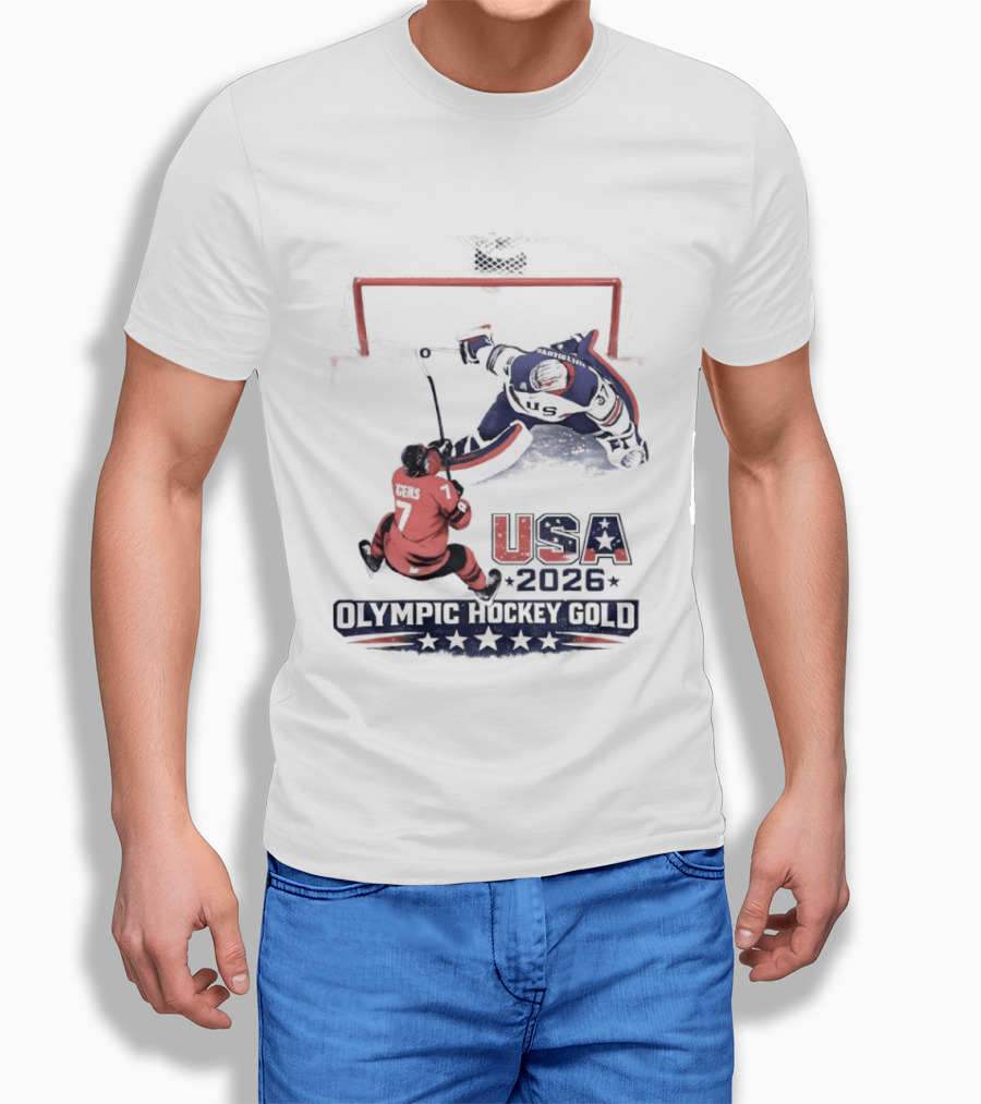 USA 2026 Olympic Hockey Gold Jack Hughes T-Shirt
