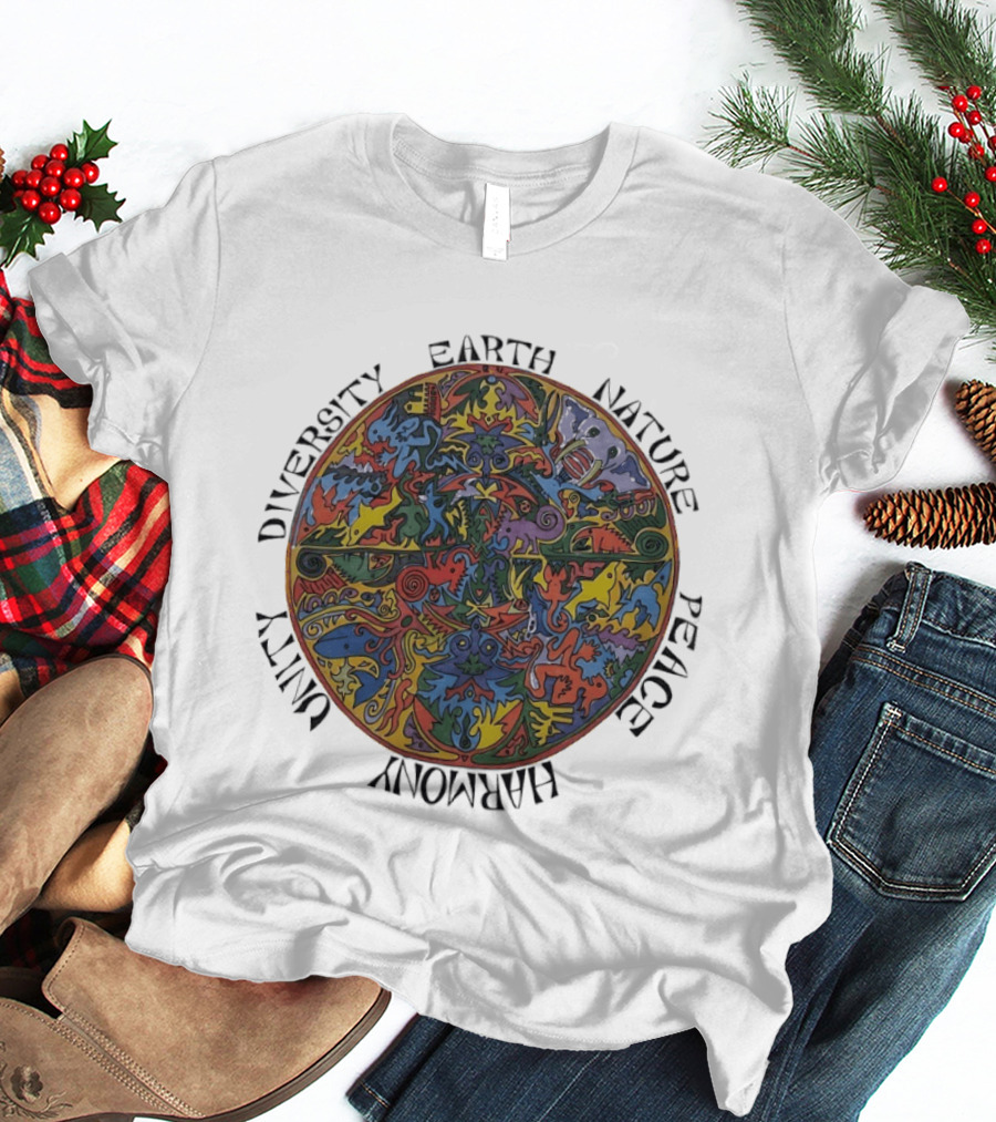 Diversity Earth Nature Peace Harmony Unity Psychedelic Mandala T-Shirt