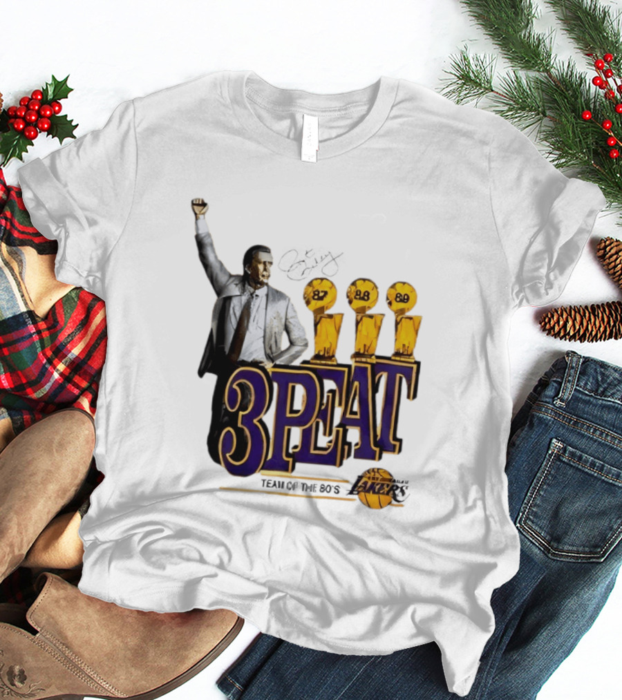 Los Angeles Lakers 3 Peat Team Of The 80s Pat Riley Champions 87 88 89 T-Shirt