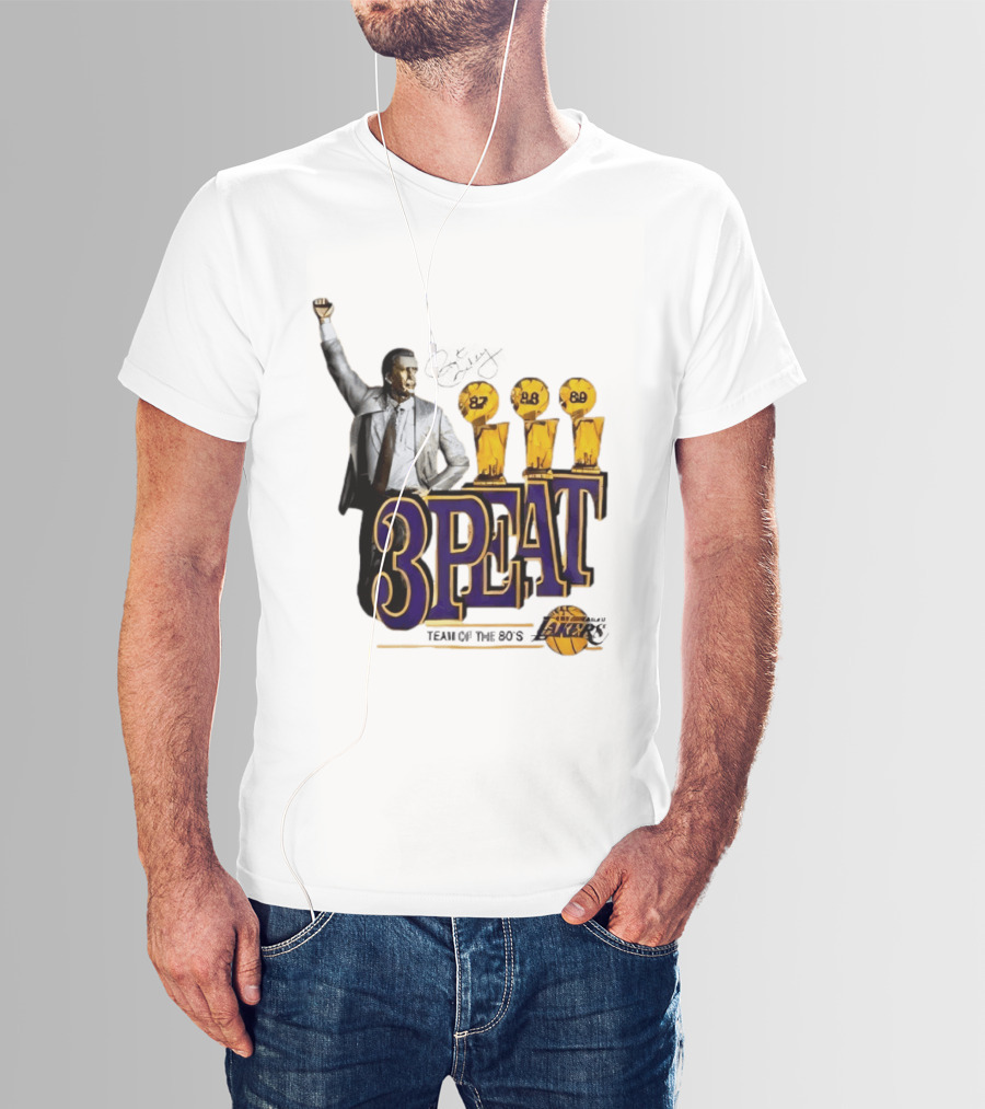 Los Angeles Lakers 3 Peat Team Of The 80s Pat Riley Champions 87 88 89 T-Shirt
