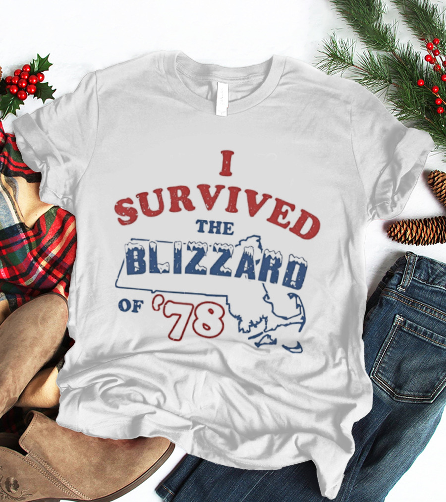 I Survived The Blizzard Of '78 Massachusetts Map T-Shirt