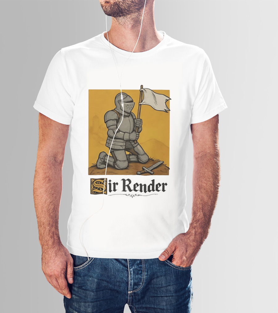 Sir Render Medieval Soldier Holding White Flag Knight Surrender T-Shirt