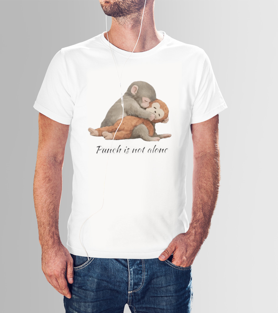 Punch Is Not Alone Hugging Monkeys Cuddle T-Shirt