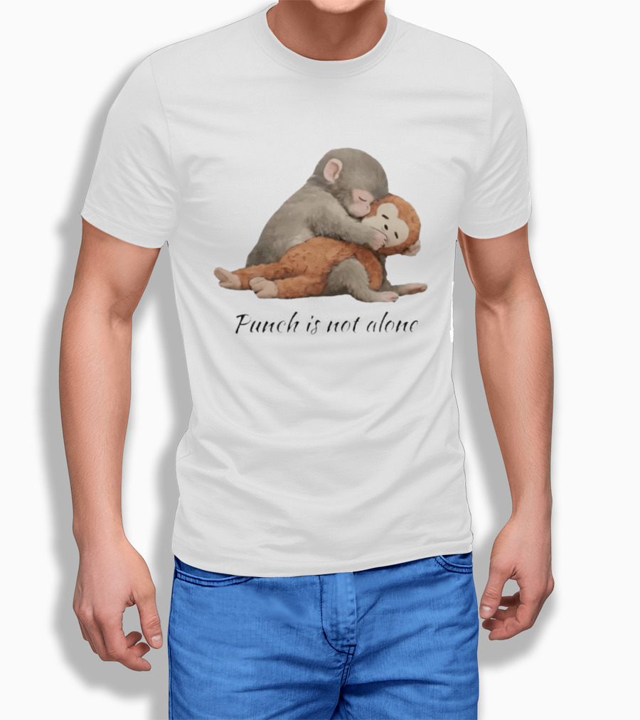 Punch Is Not Alone Hugging Monkeys Cuddle T-Shirt