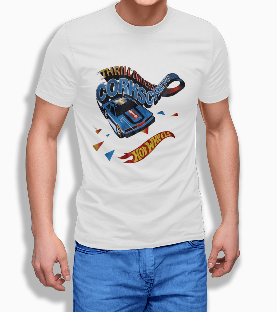 Thrill Drivers Corkscrew Hot Wheels Blue Car Iconic Racing Loop T-Shirt