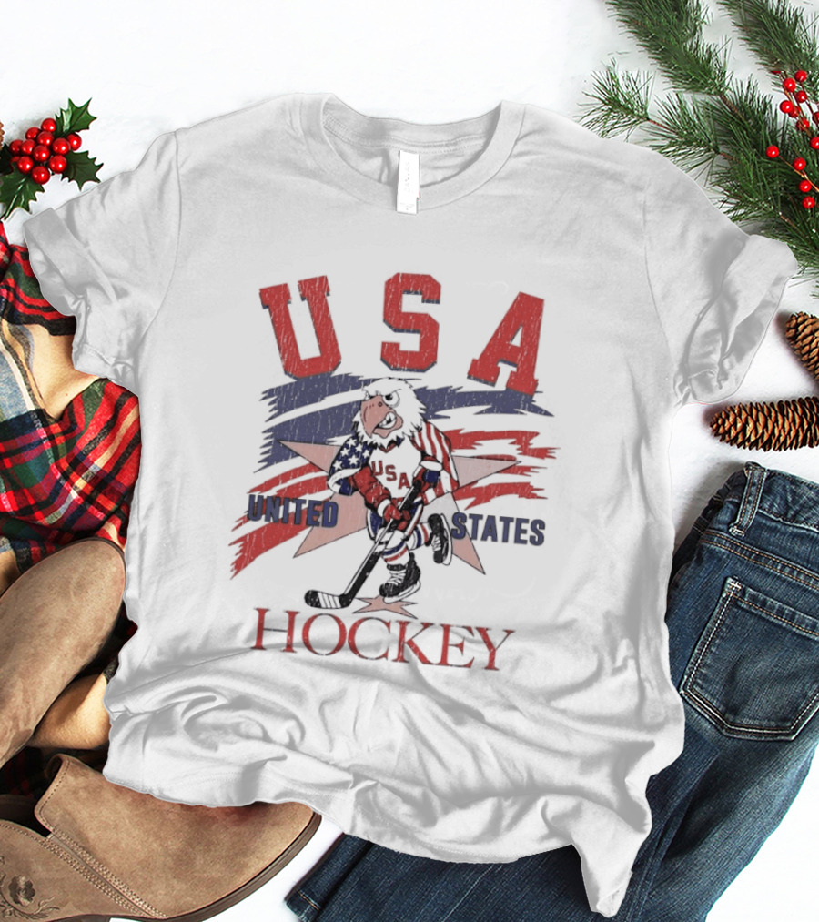 USA Hockey United States Flag Stars And Sticks Bird Player T-Shirt
