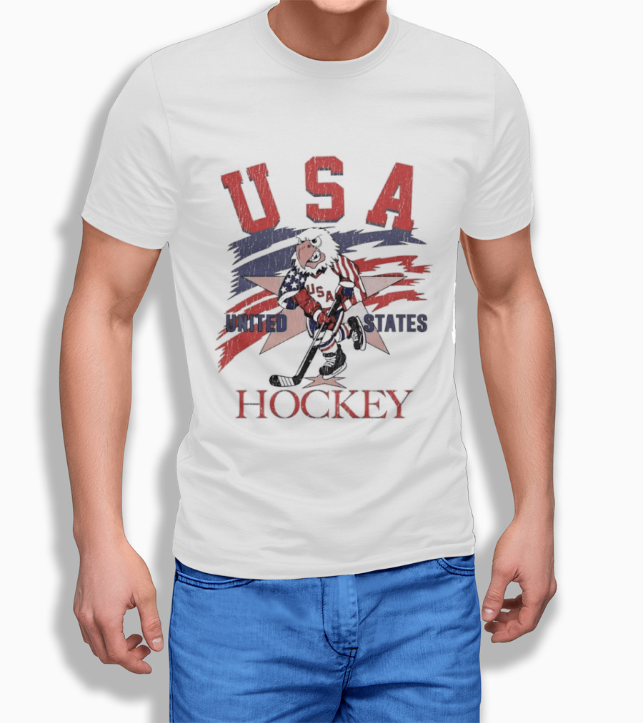 USA Hockey United States Flag Stars And Sticks Bird Player T-Shirt