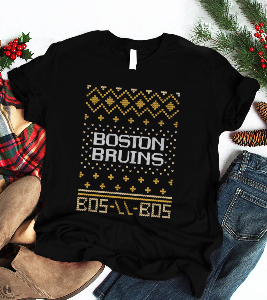 Boston Bruins Christmas BOS BOS X Mas T-Shirt