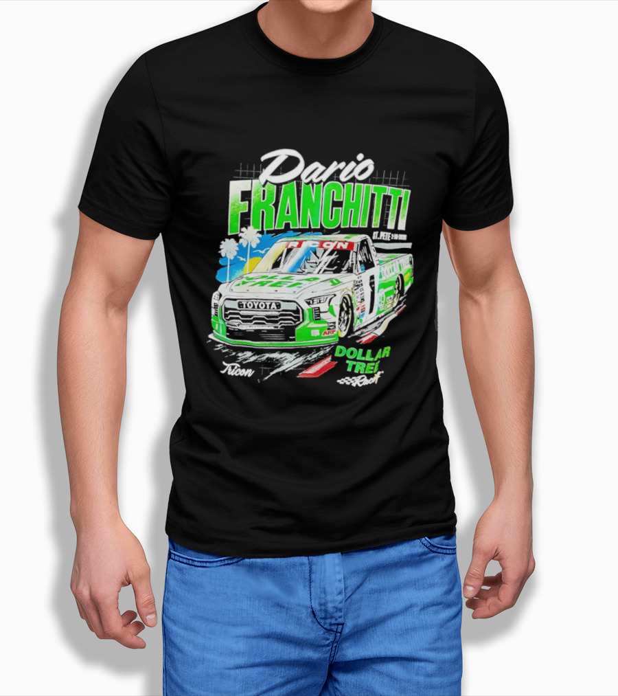 Dario Franchitti Toyota Tundra Dollar Tree Racing Palm Trees And Checkered Flags T-Shirt