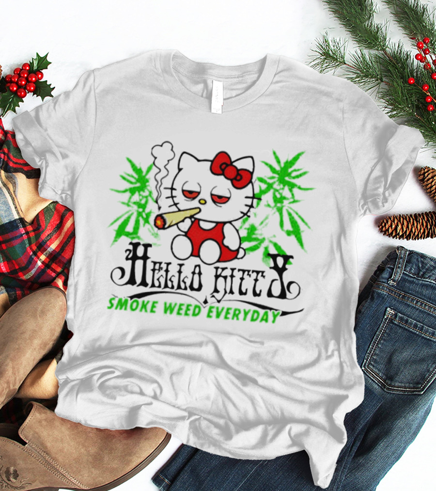 Hello Kitty Smoke Weed Everyday Cannabis Leaves T-Shirt
