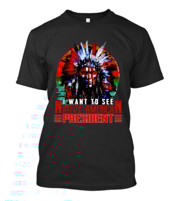 Native American President Bold Statement Feathers Headdress Vision T-Shirt