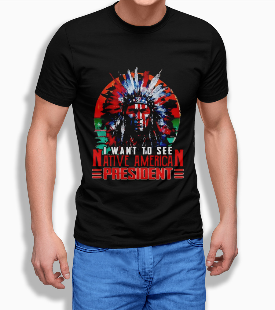 Native American President Bold Statement Feathers Headdress Vision T-Shirt