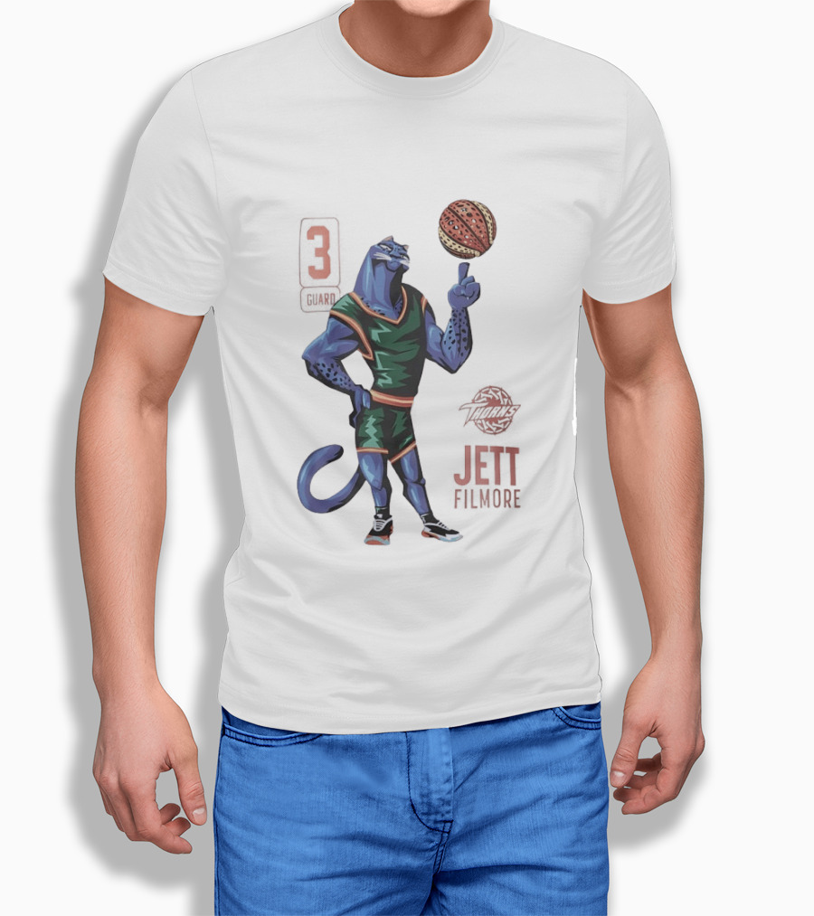 Jett Fillmore Thorns Basketball Blue Panther Character With Number 3 T-Shirt