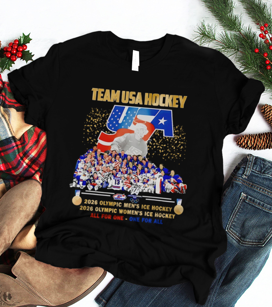 Team USA Hockey 2026 Olympic Men's Women's Ice Hockey All For One One For All T-Shirt