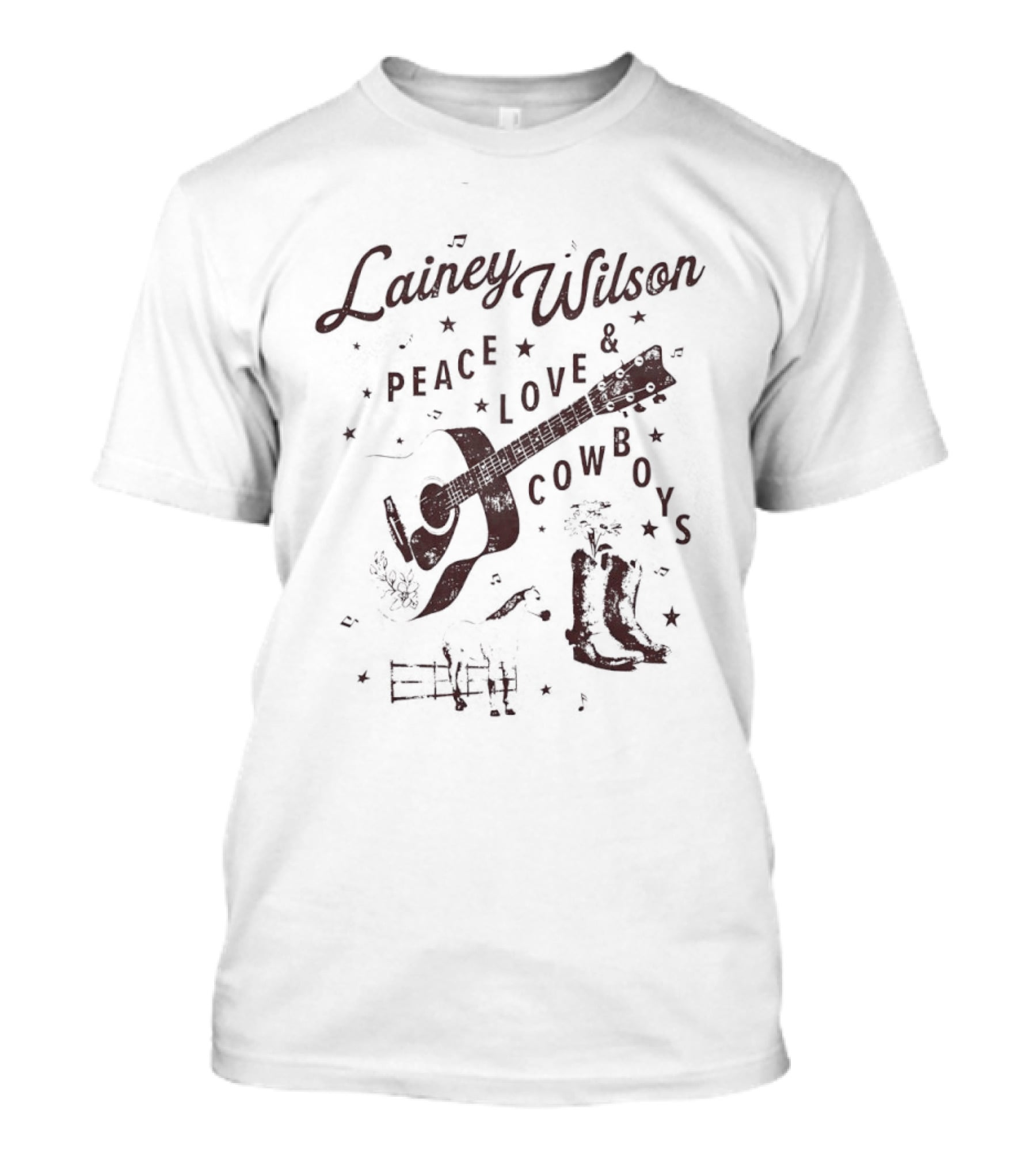 Lainey Wilson Peace Love And Cowboys Guitar Artistry T-Shirt