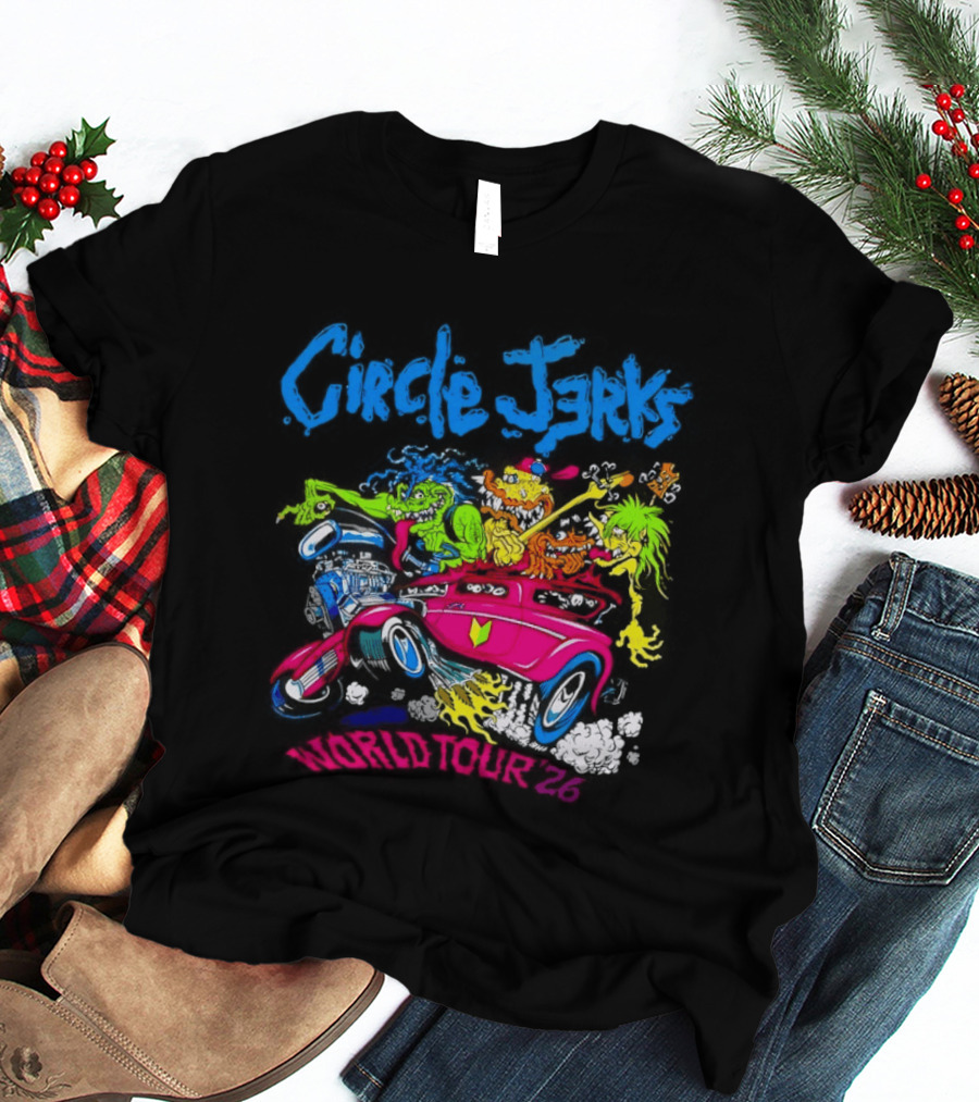 Circle Jerks World Tour 2026 Hot Rod Cartoon T-Shirt