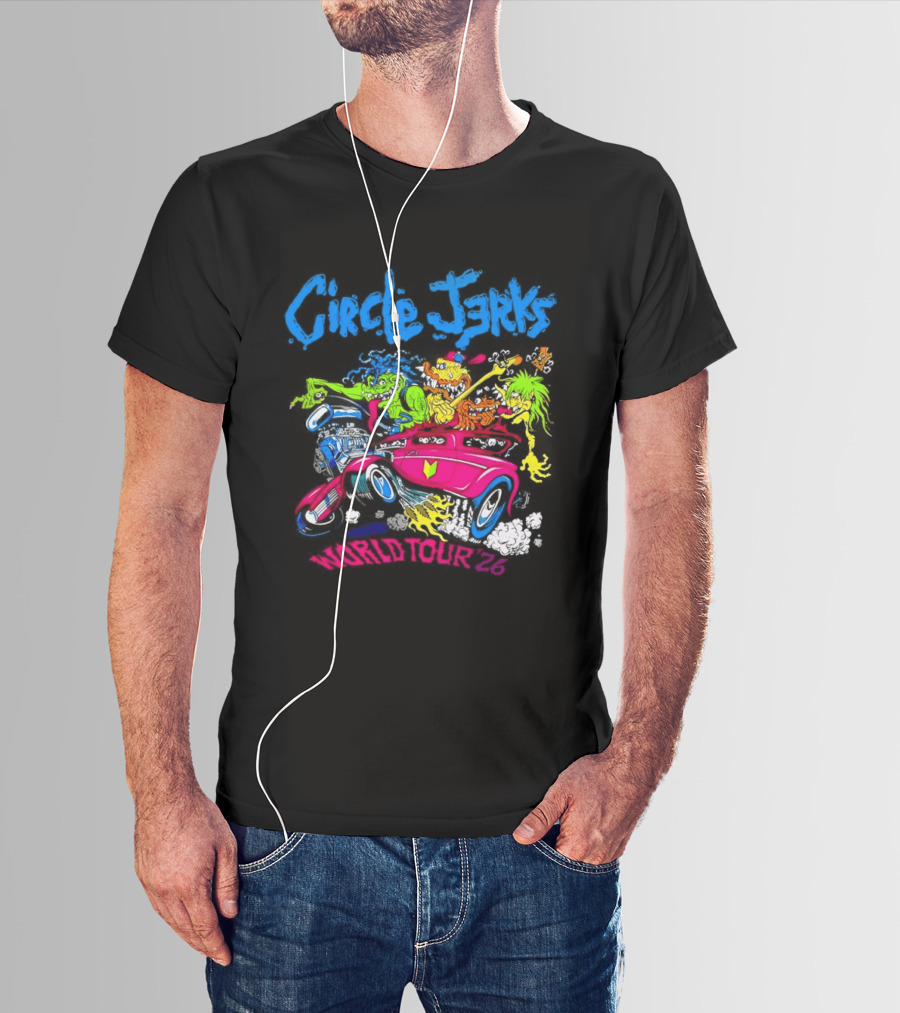Circle Jerks World Tour 2026 Hot Rod Cartoon T-Shirt