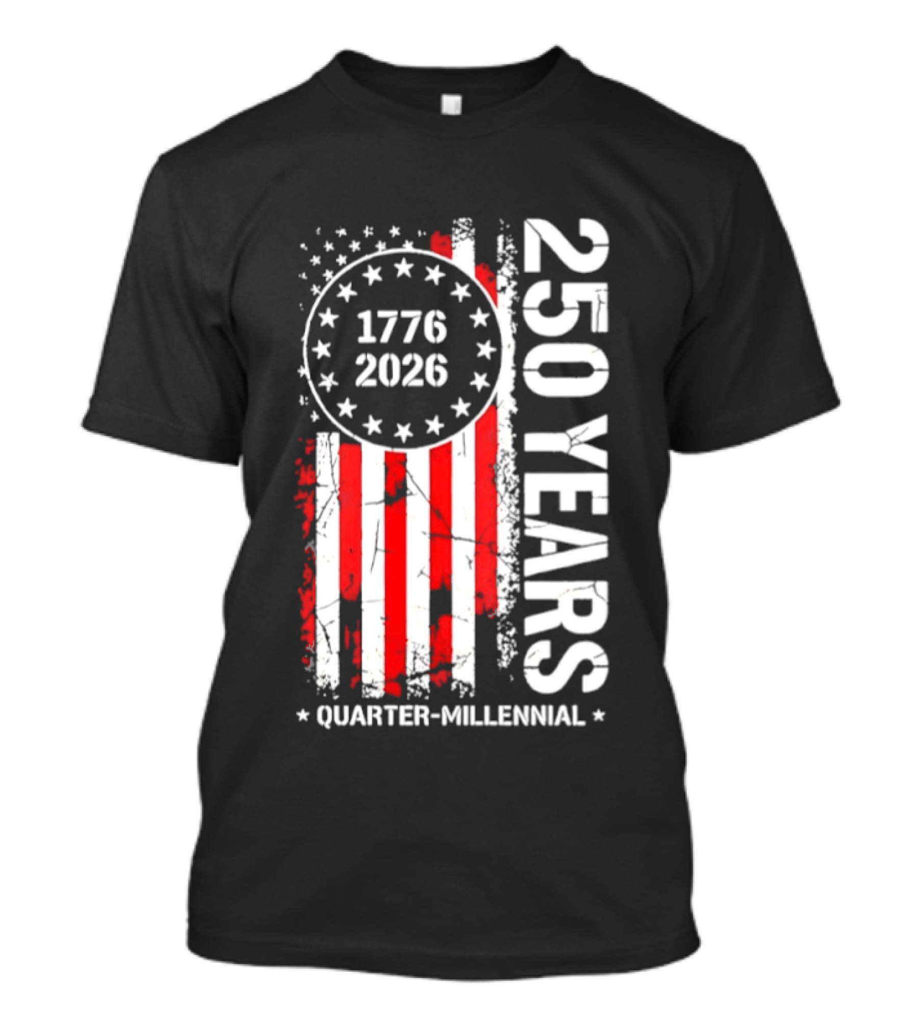 USA 250 Years 1776 2026 Quarter Millennial American Flag T-Shirt