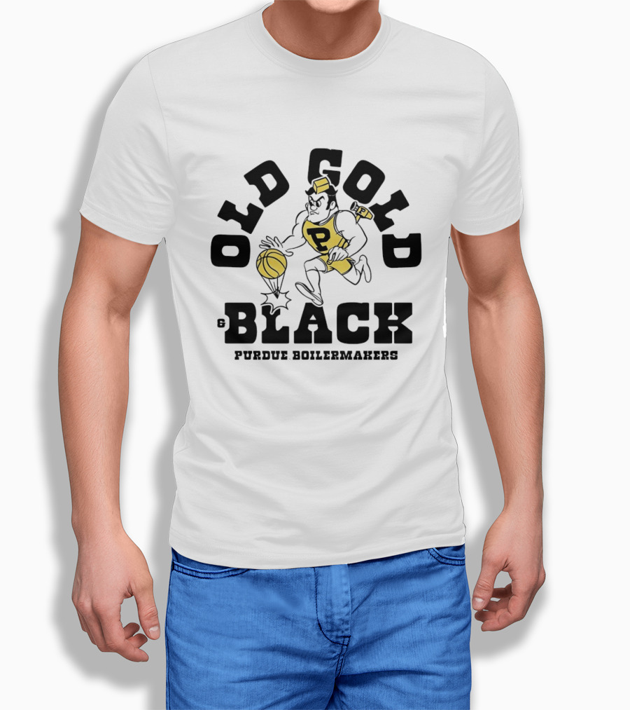 Purdue Boilermakers Old Gold Black Basketball Player T-Shirt