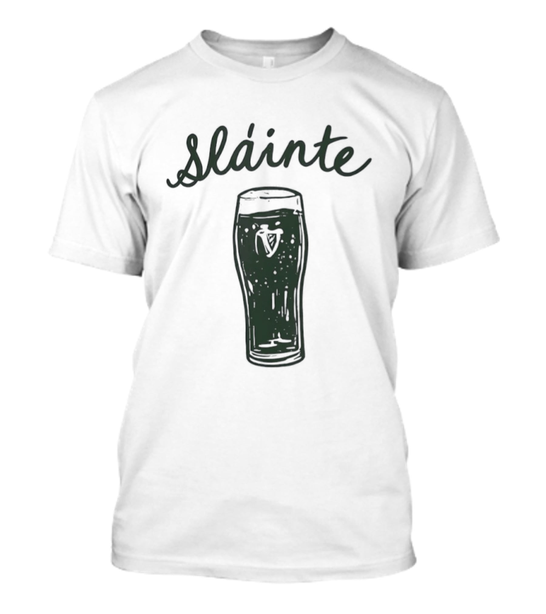 Slainte St Patrick's Day Beer Glass With Shamrock T-Shirt