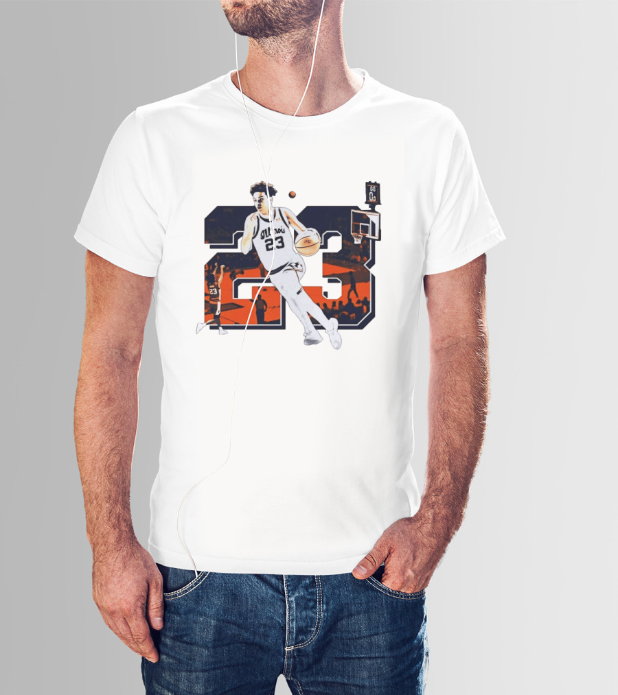 Illinois Fighting Illini Basketball Keaton Wagler 23 Number Dunk T-Shirt
