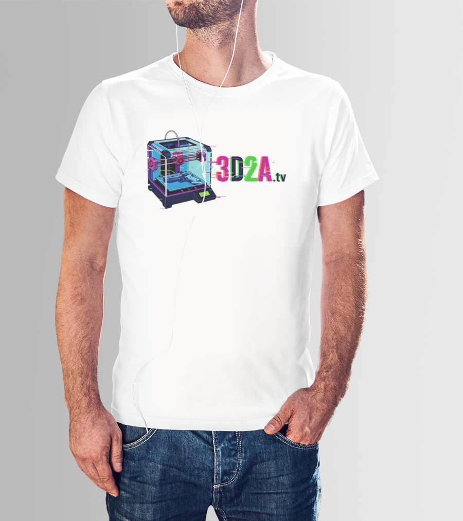 3DZA TV 3D Printer Neon Glitch Aesthetic T-Shirt