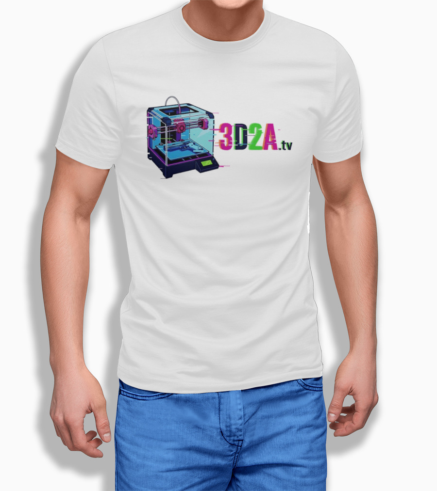 3DZA TV 3D Printer Neon Glitch Aesthetic T-Shirt