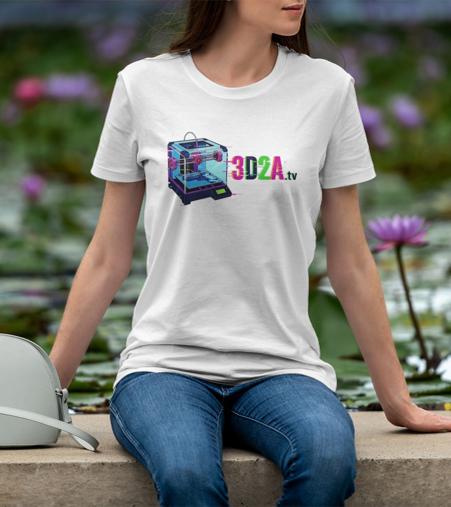 3DZA TV 3D Printer Neon Glitch Aesthetic T-Shirt