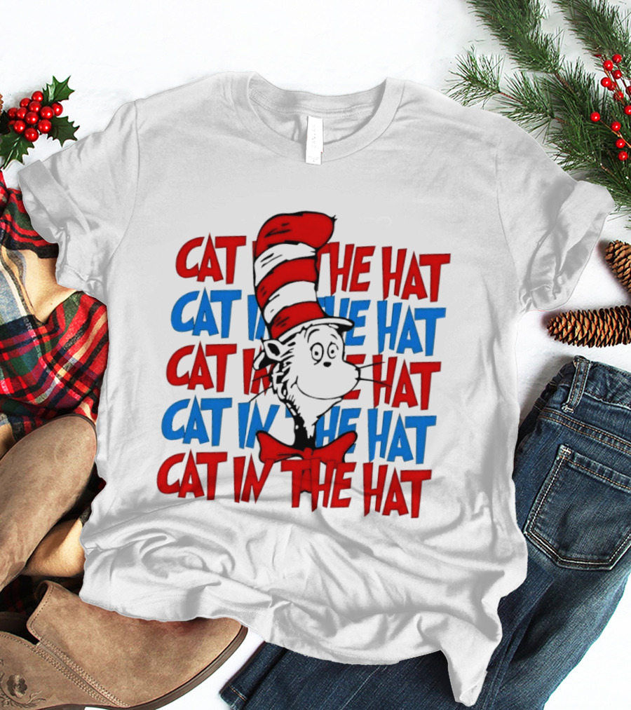 Cat In The Hat Dr. Seuss Red And Blue T-Shirt