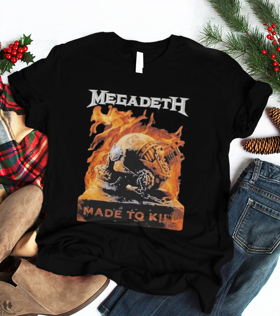 Megadeth Canada 2026 Tour Made To Kill Flaming Skull Explosion T-Shirt