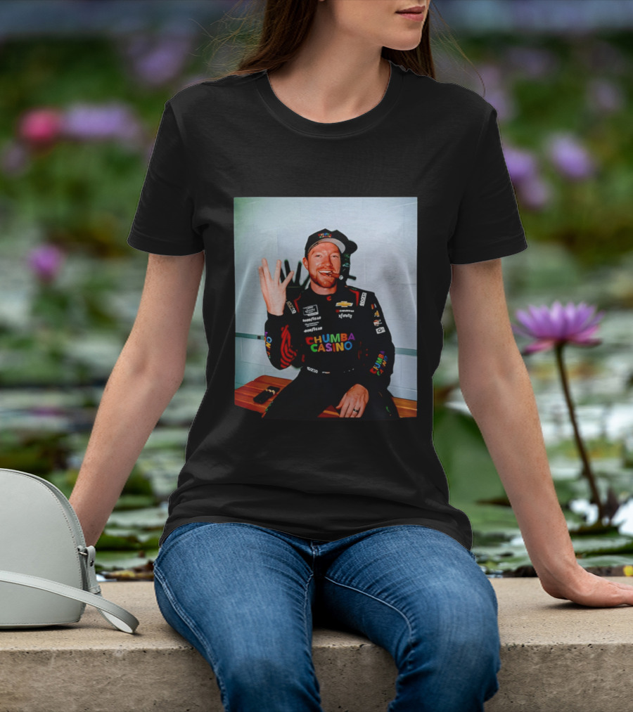 Tyler Reddick Three Peat Chumba Casino Racing Suit And Cigar Celebration T-Shirt